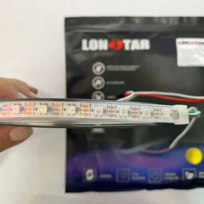 ریسه LED نواری 5ولت آیسی RGB 2812 تراکم60 پی سی بی دوبل  IP67 (روکش دار) حلقه 5 متری