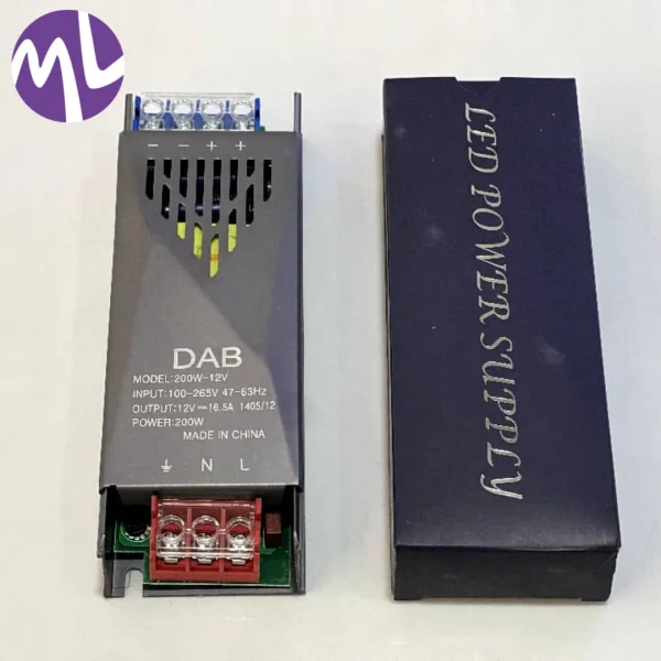 ترانس ۱۲ ولت ۱۶.۶ آمپر اسلیم ۲۰۰وات برند DAB - Image 2